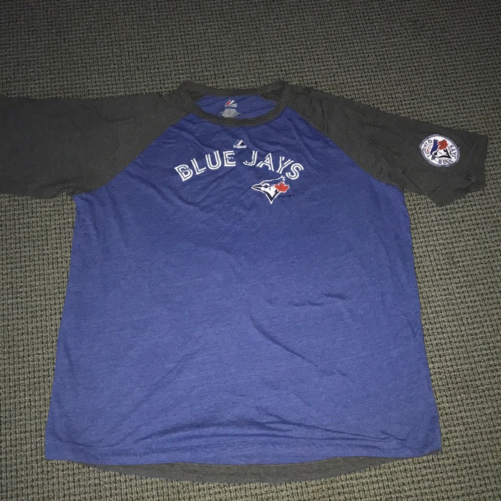 Toronto Blue Jay Men's Raglan Sleeve Shirt - Blue & Black